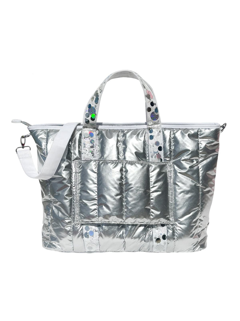 MORE METALLIC PUFFER CONFETTI TRAVEL BAG