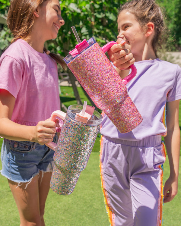 Pink Party Glitter Stainless Sipper