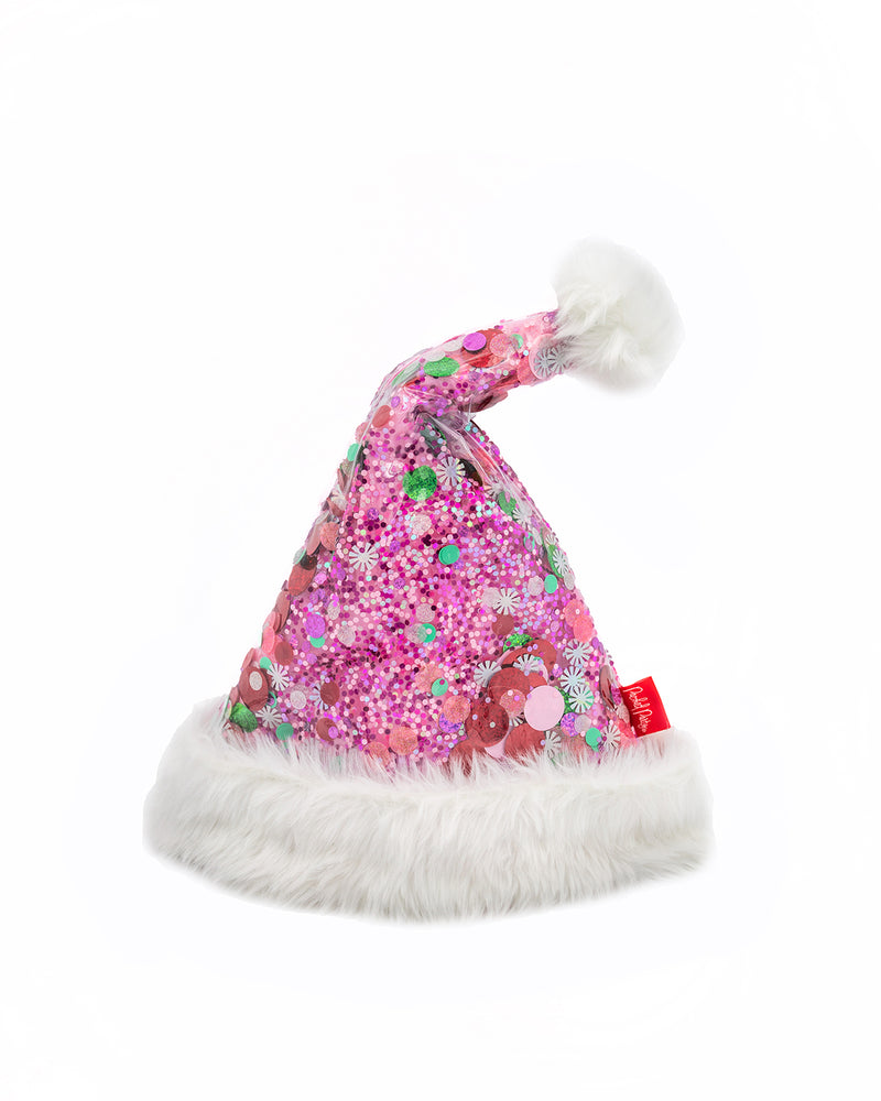 Holiday Spirit Pink Confetti Santa Hat