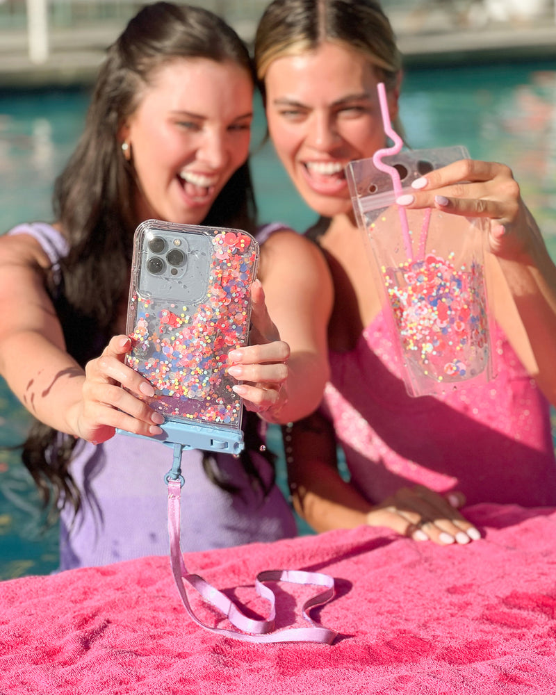 Bring On The Fun Confetti Waterproof Protective Phone Holder - 2 Pack