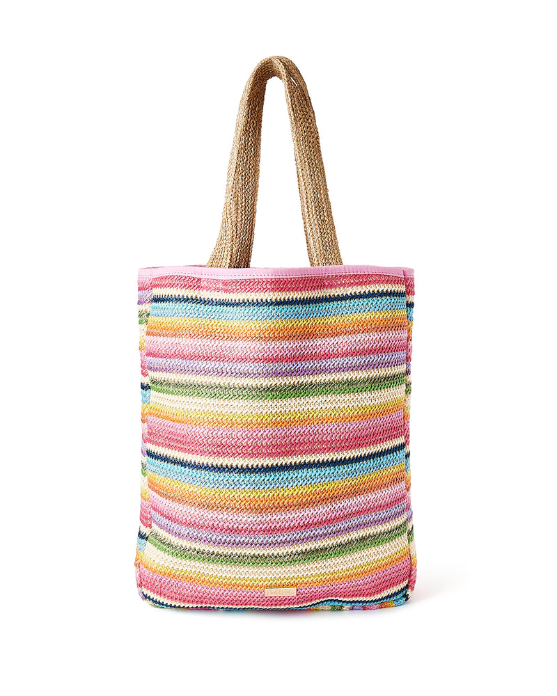 Bring On The Fun Smiley Woven Rainbow Tote