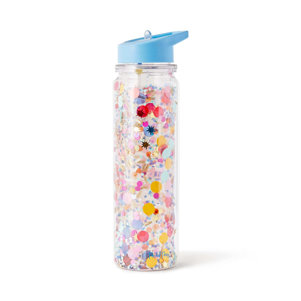 Celebrate Confetti Water Bottle with Straw